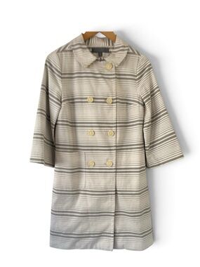 Proenza Schouler Cotton Cream and Gray Striped Double-Breasted Pea Coati size XS